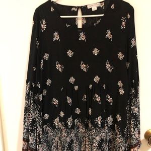 Boutique Black Dress with bell sleeves